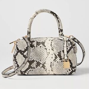 NWT, Ann Taylor, Snakeskin Mini Satchel Crossbody, Black and White